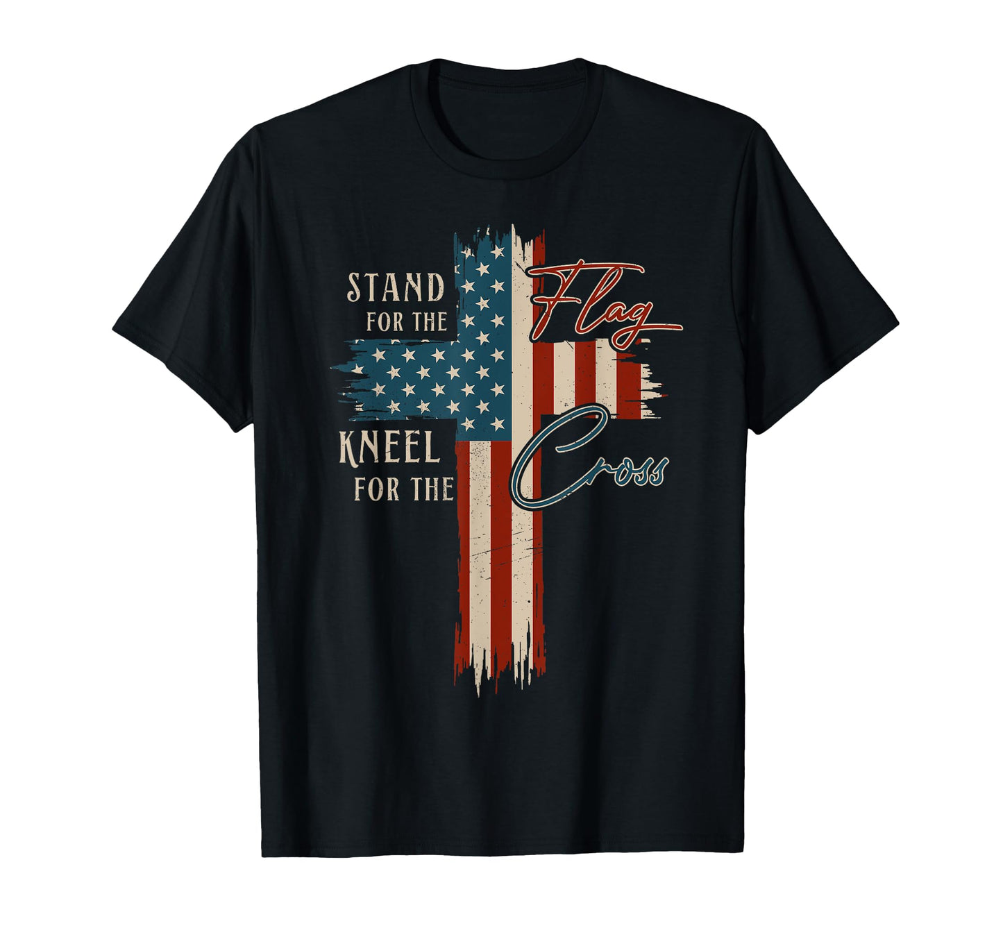Christian Cross USA Flag 4th of July Religious Patriotic T-Shirt