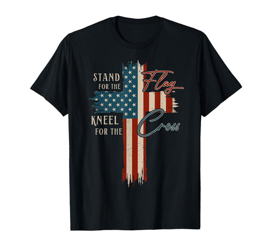 Christian Cross USA Flag 4th of July Religious Patriotic T-Shirt