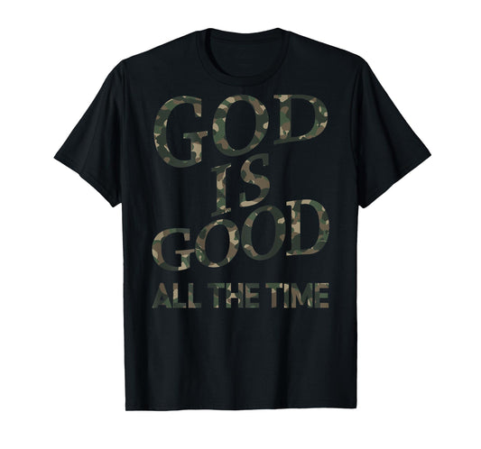 Camo God Is Good White Christian Jesus Men Youth Son Brother T-Shirt