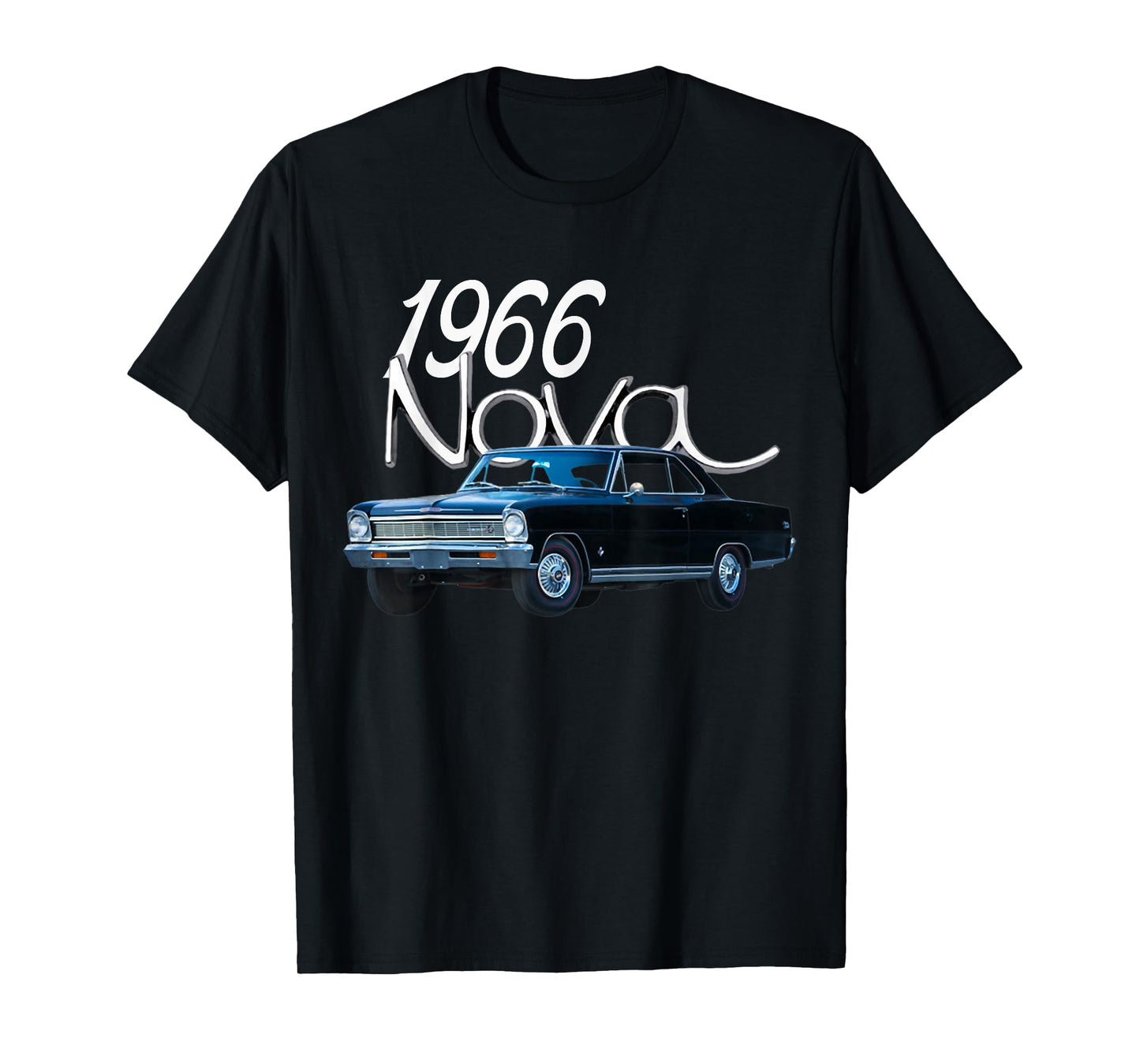 1966 66 Chevys Nova Classic Car Old School Muscle Blue Car T-Shirt