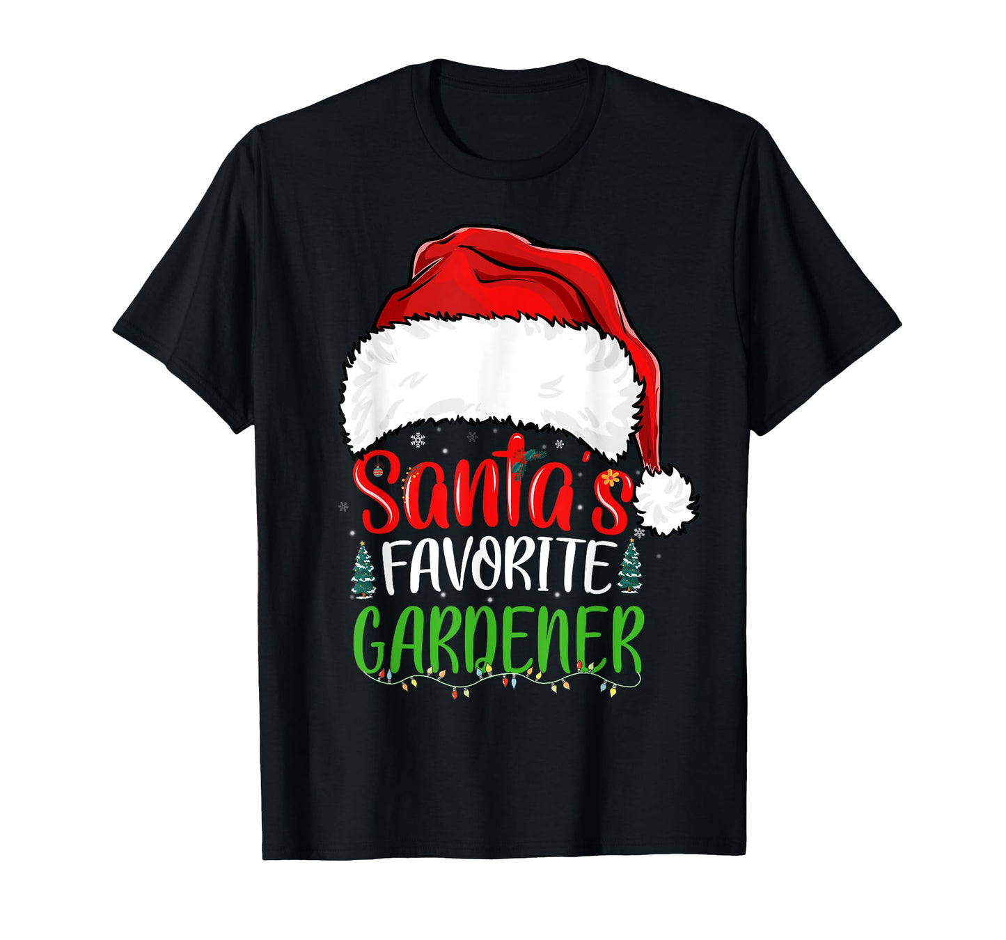 Santa's Favorite Gardener Funny Christmas Gardening T-Shirt