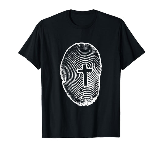 Christian Religion Fingerprint Cross T-Shirt