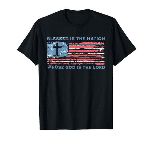 Retro Blessed Is The Nation Whose God Is The Lord Religious T-Shirt