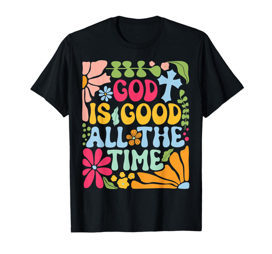God is Good All The Time Jesus Boho Floral Christian Faith T-Shirt