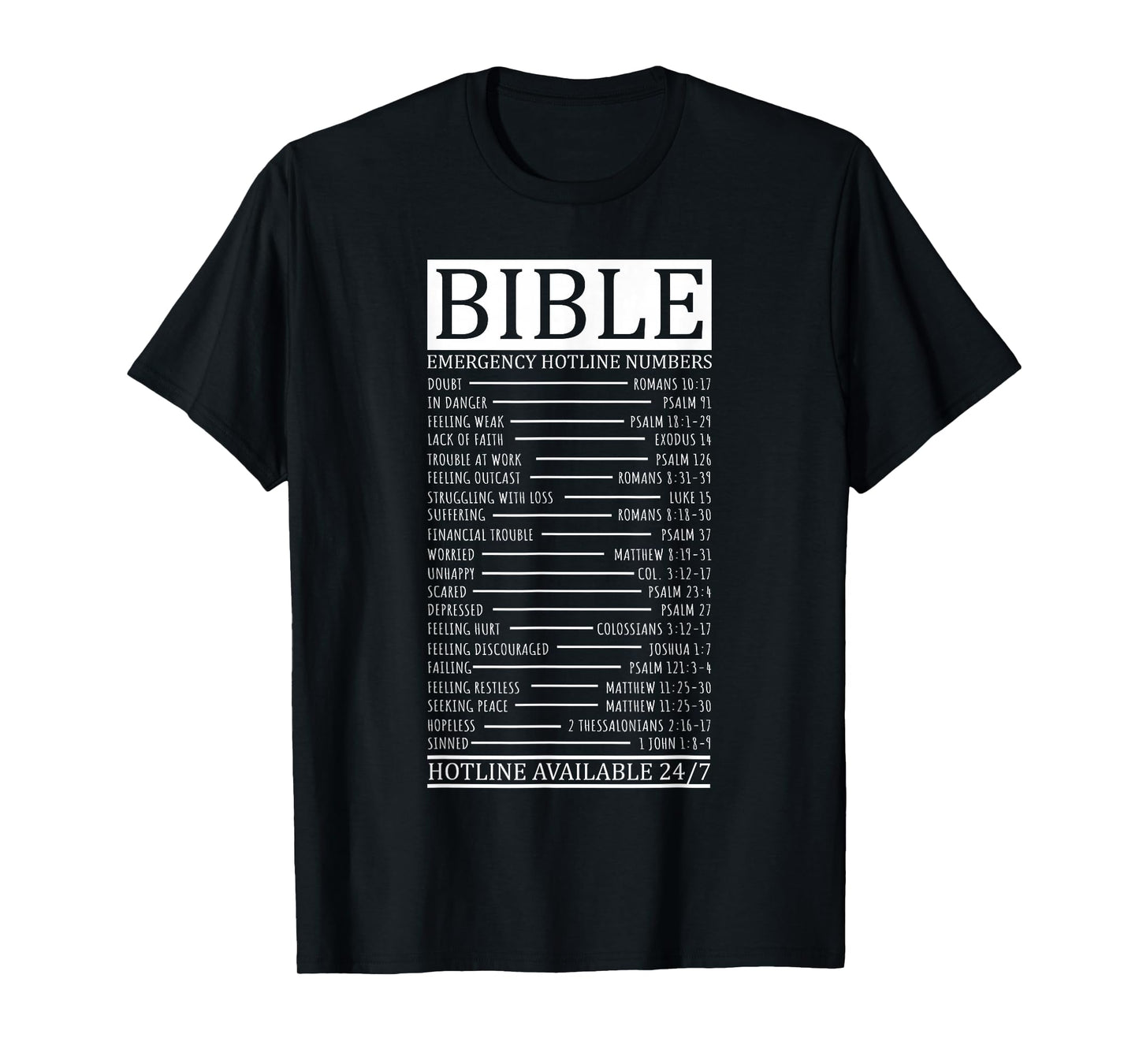Bible Emergency Hotline Numbers | Christian T-Shirt