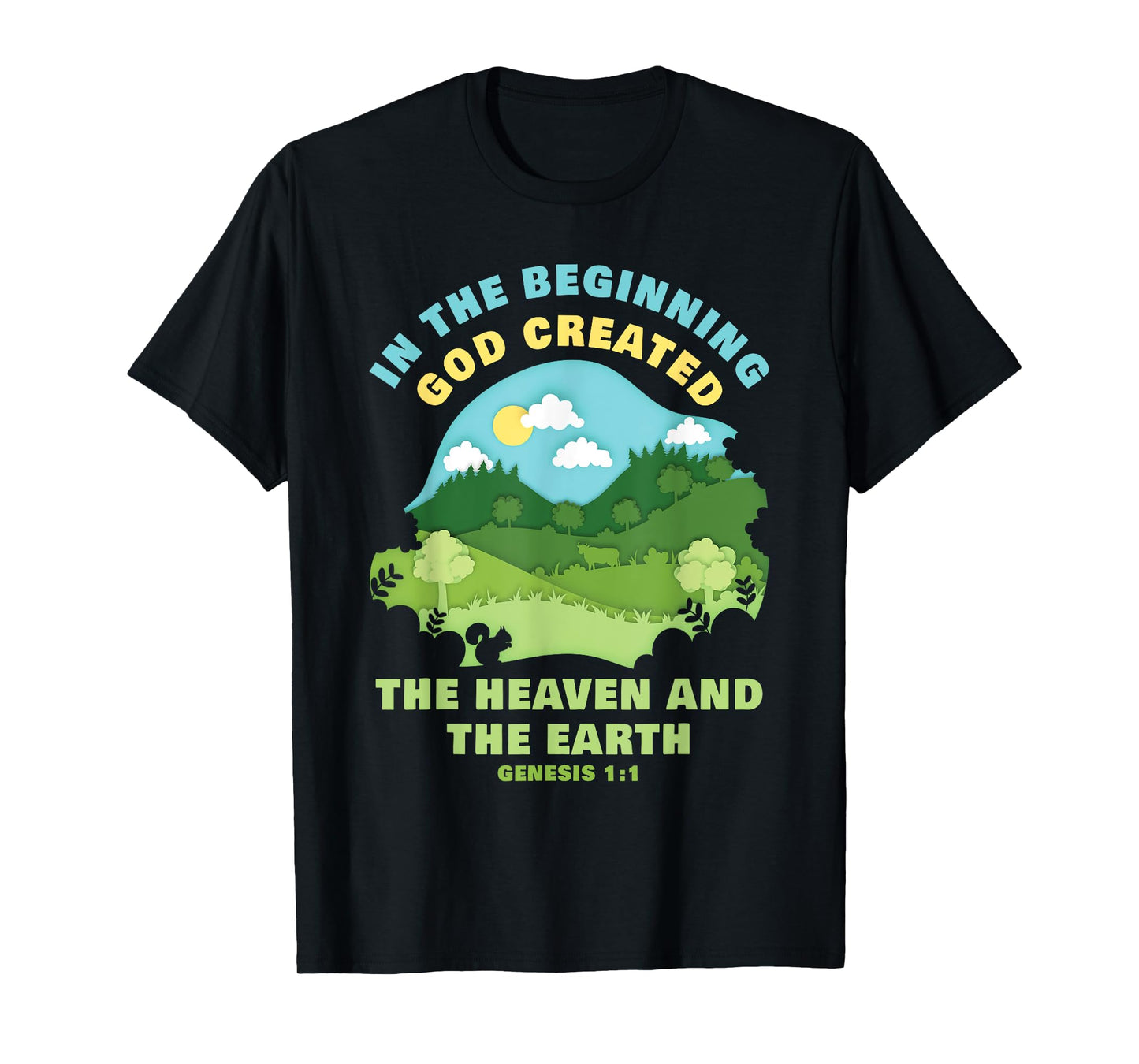 Genesis 1:1 In The Beginning GOD Created – Kids Faith Verse T-Shirt