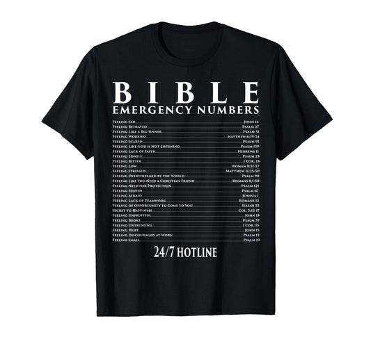Bible Emergency Hotline Numbers - Cool Christian T-Shirt