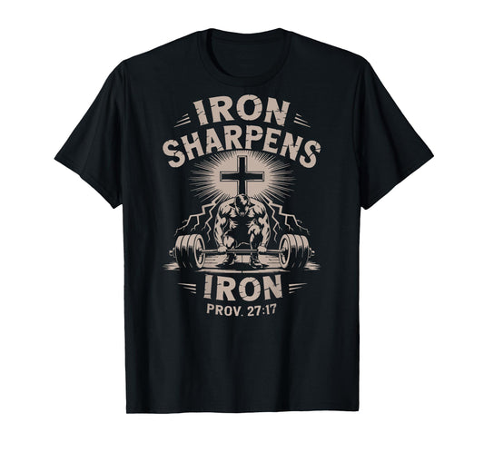 Iron Sharpens Iron Youth Christian Workout Gym Weightlifting T-Shirt