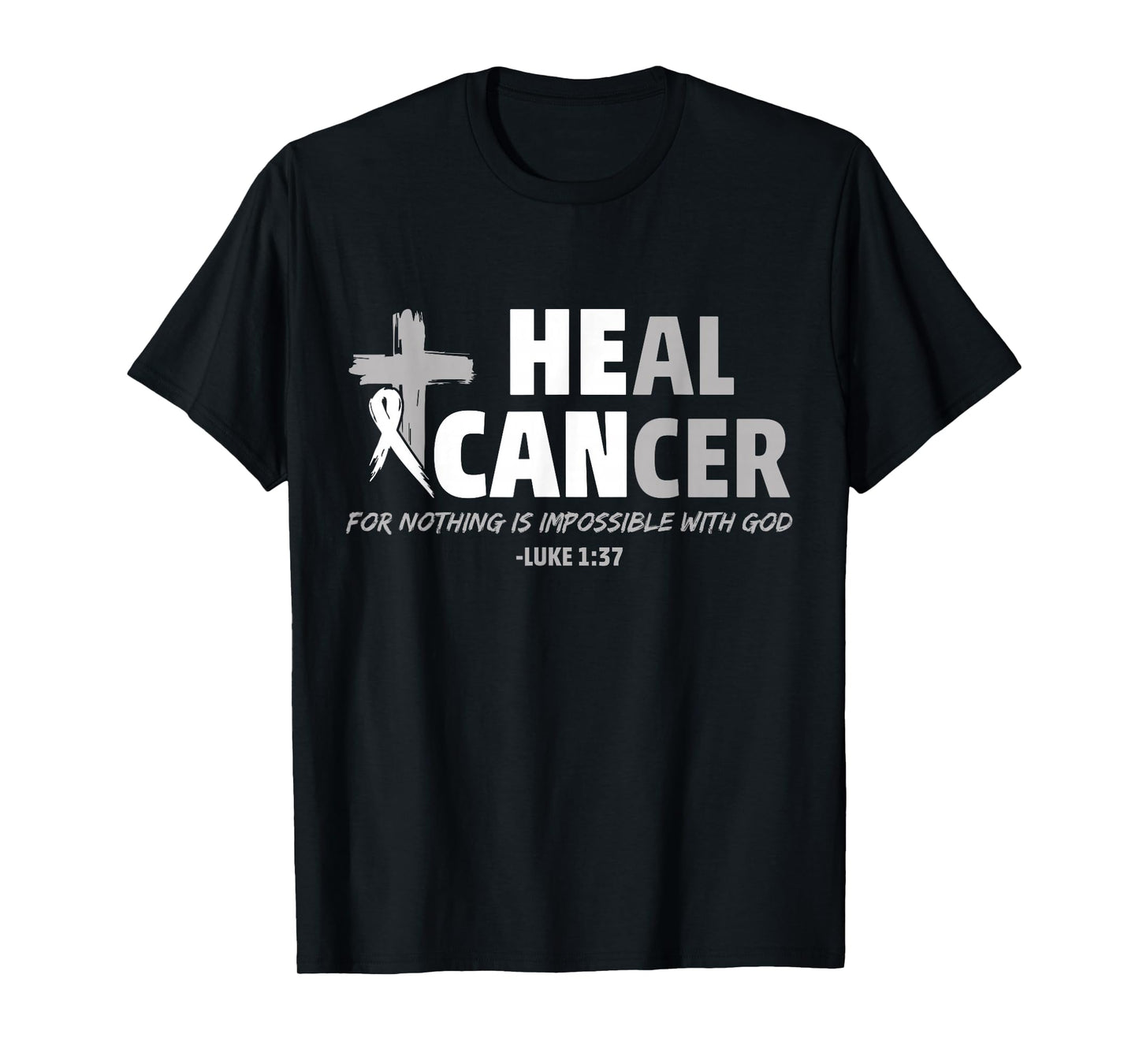 Lung Cancer Awareness White Ribbon Christian Cross T-Shirt