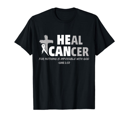 Lung Cancer Awareness White Ribbon Christian Cross T-Shirt