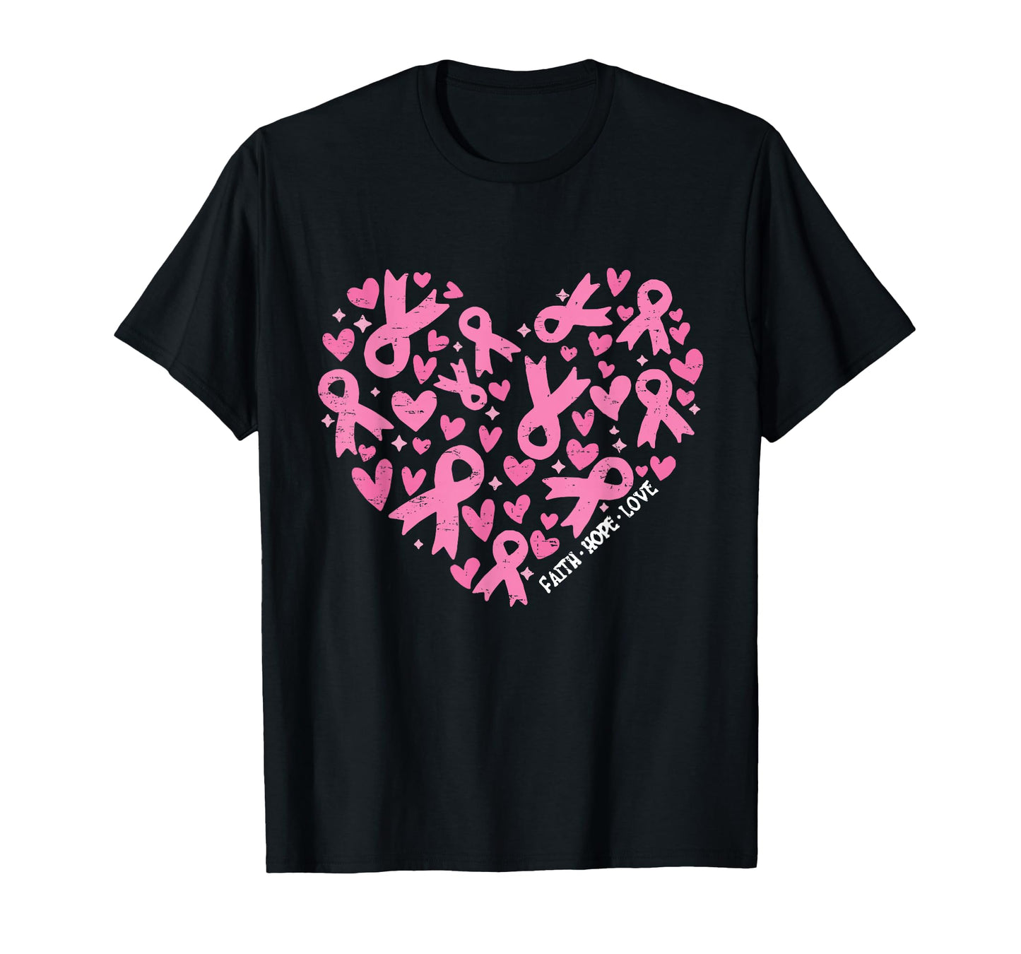 Faith Hope Love Breast Cancer Awareness Pink Ribbon Warrior T-Shirt