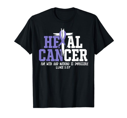 Heal Cancer Believe God Vintage Esophageal Cancer Awareness T-Shirt