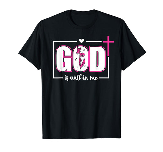 God is Within Me Will I Not Fall Psalm 46:5 Bible Verse Pink T-Shirt