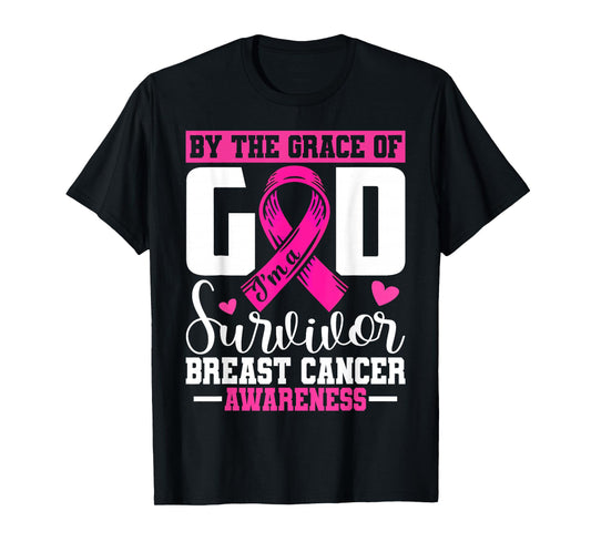 by The Grace God I'm A Survivor Breast Cancer Survivor T-Shirt