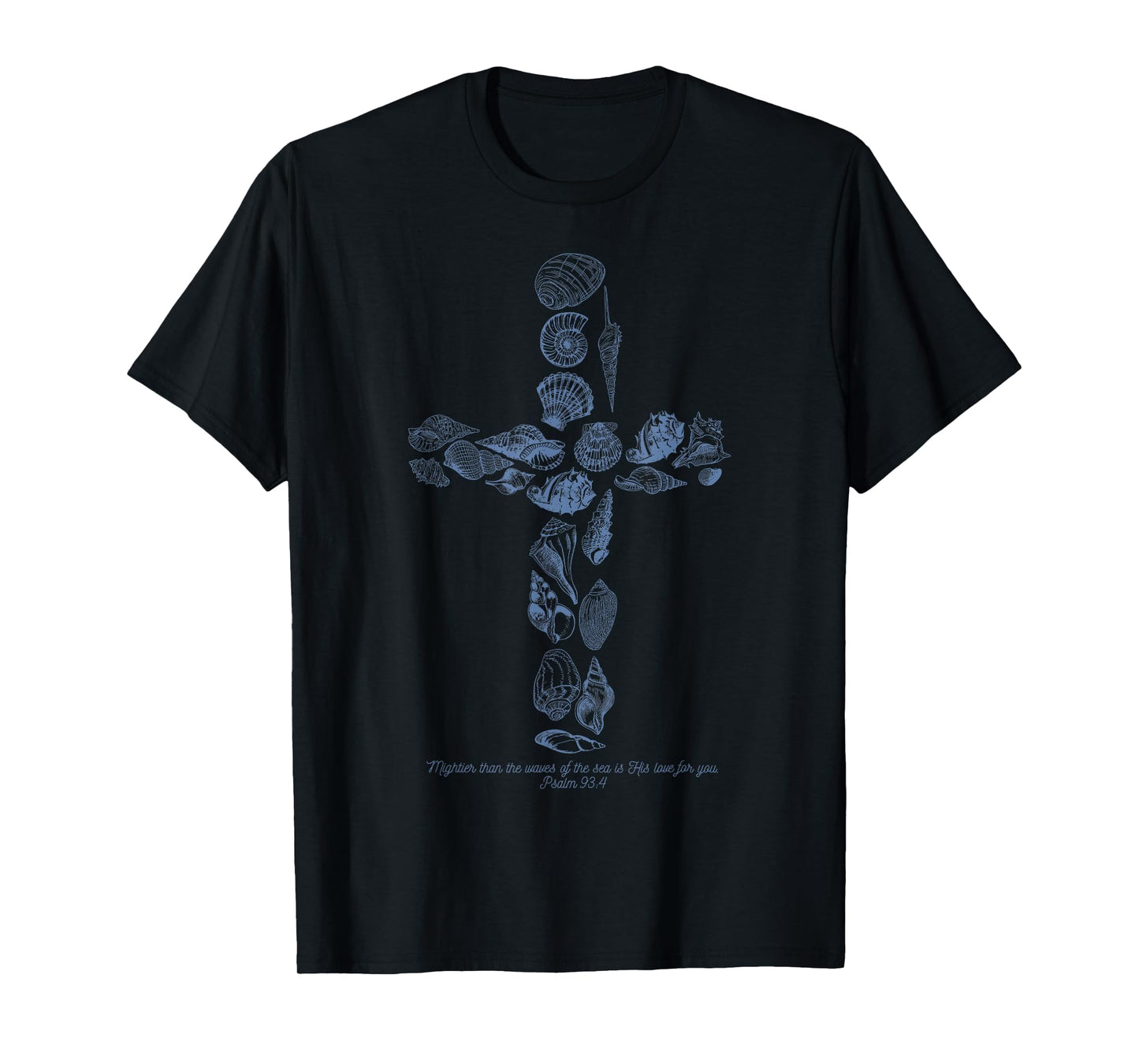 Beachy Ocean Seashell Ocean Beach Faith Cross Christian T-Shirt for Men Women