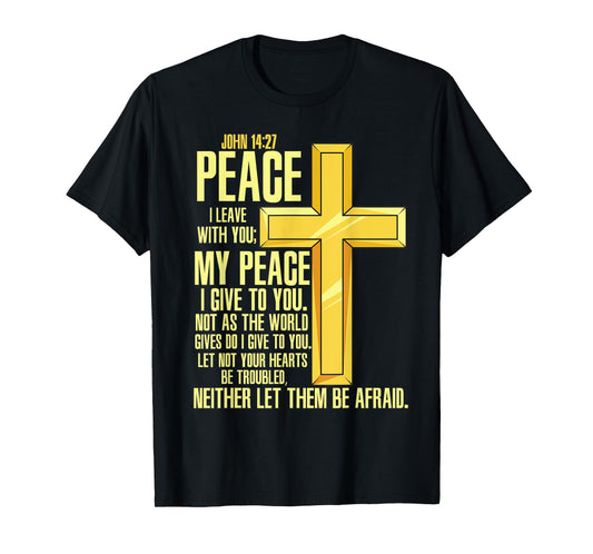 Cross - Bible Verse John 14:27 - Church T-Shirt