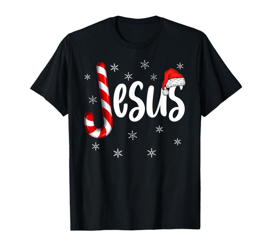 Christian Jesus Candy Cane Xmas Faith Religious Christmas T-Shirt