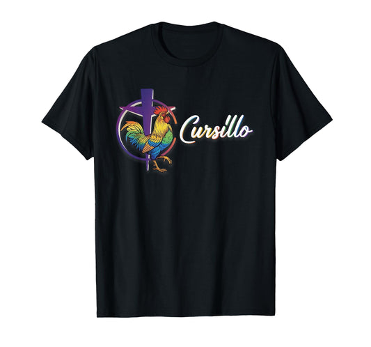 DeColores Cursillo Rainbow Rooster Catholic T-Shirt