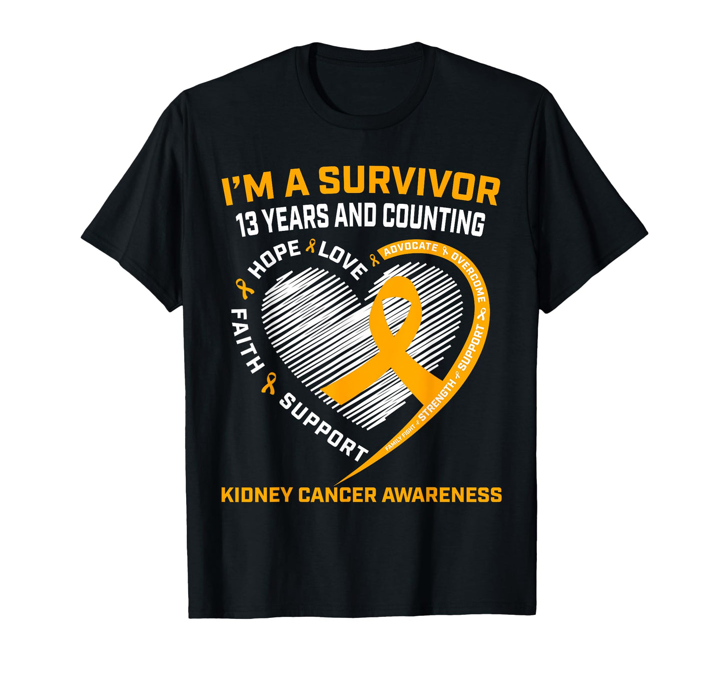 Kidney Cancer Survivor Gifts 13 Year Uplifting Messages Hope T-Shirt