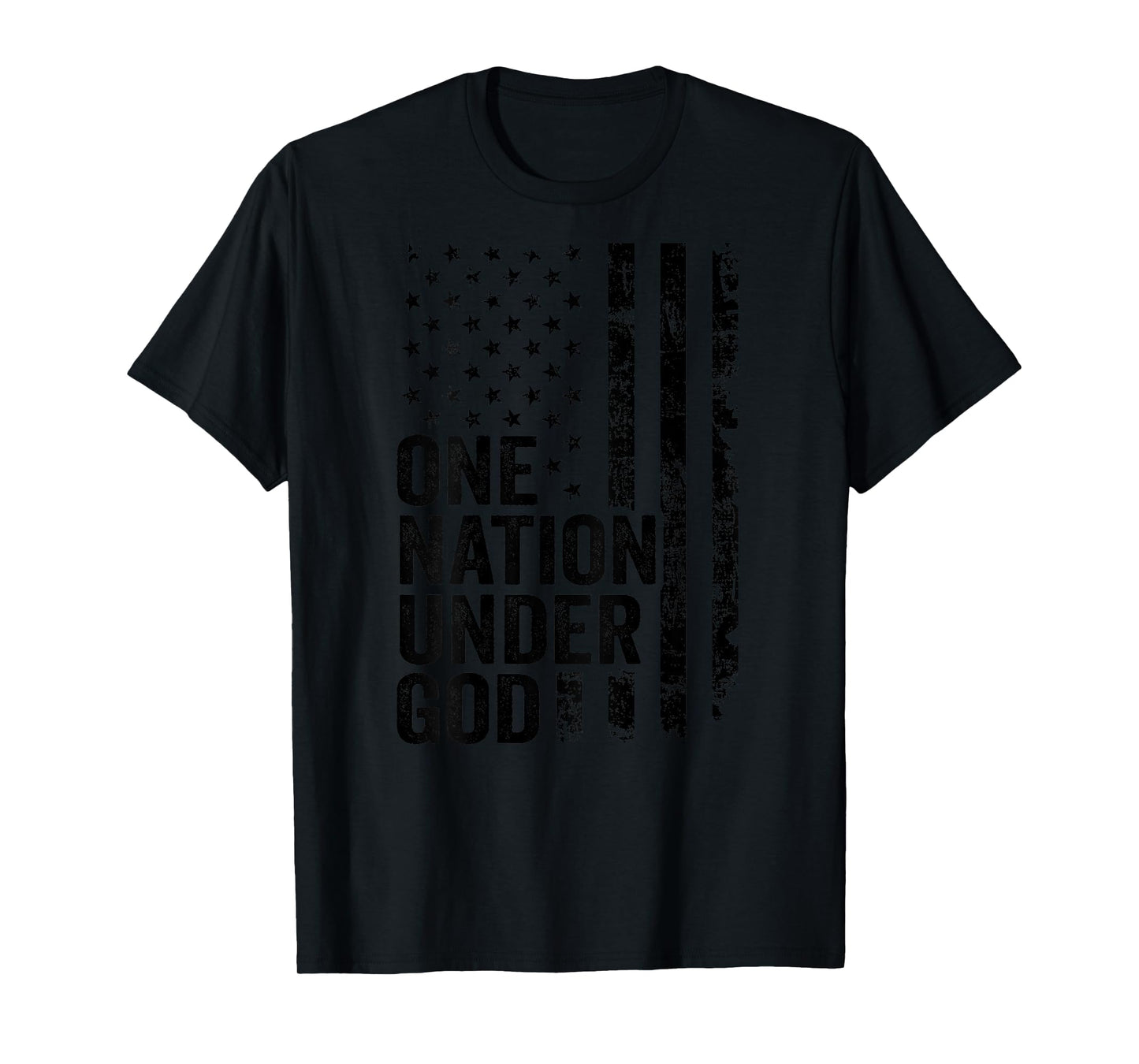 One Nation Under God - Christian Faith USA Flag (ON BACK) T-Shirt