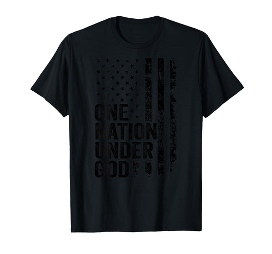 One Nation Under God - Christian Faith USA Flag (ON BACK) T-Shirt