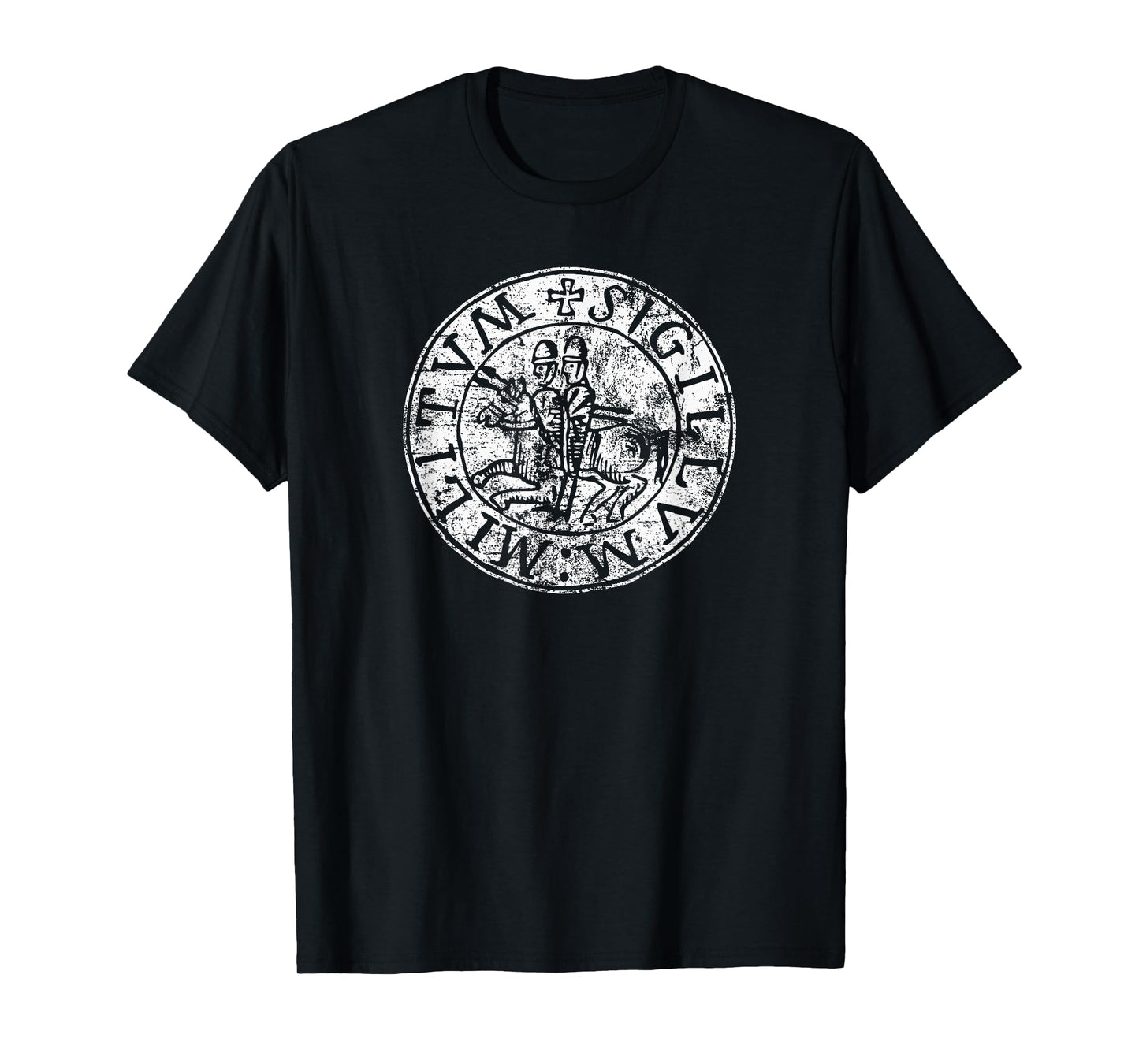 Seal of the Knights Templar Distressed Print T-Shirt