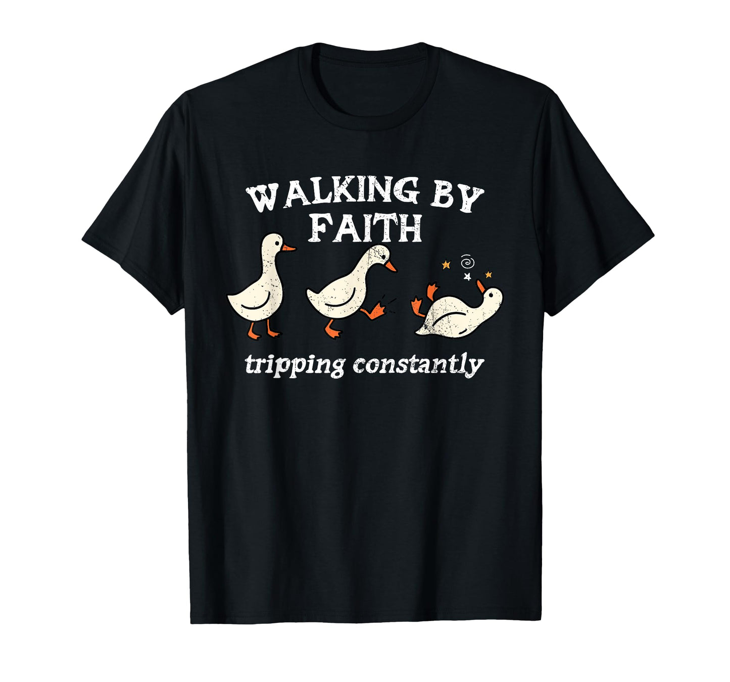 Walking by Faith Tripping Constantly Jesus Cross Christian T-Shirt