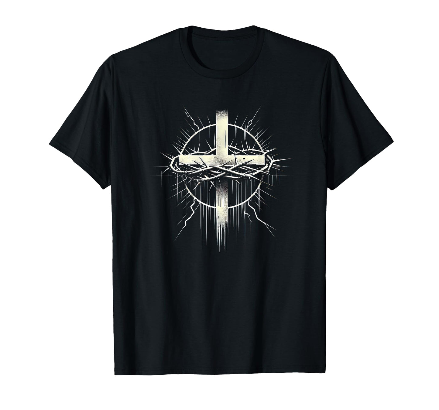Christian Cross Punk Art Style Crown of thorns distressed T-Shirt