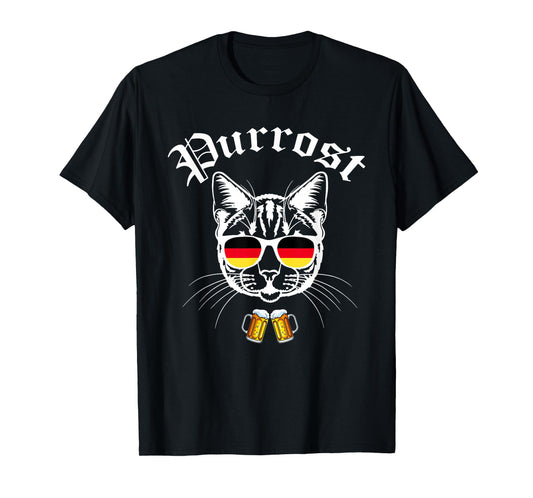 Oktoberfest Prost Funny German Flag Pun Purrost Cat Festival T-Shirt