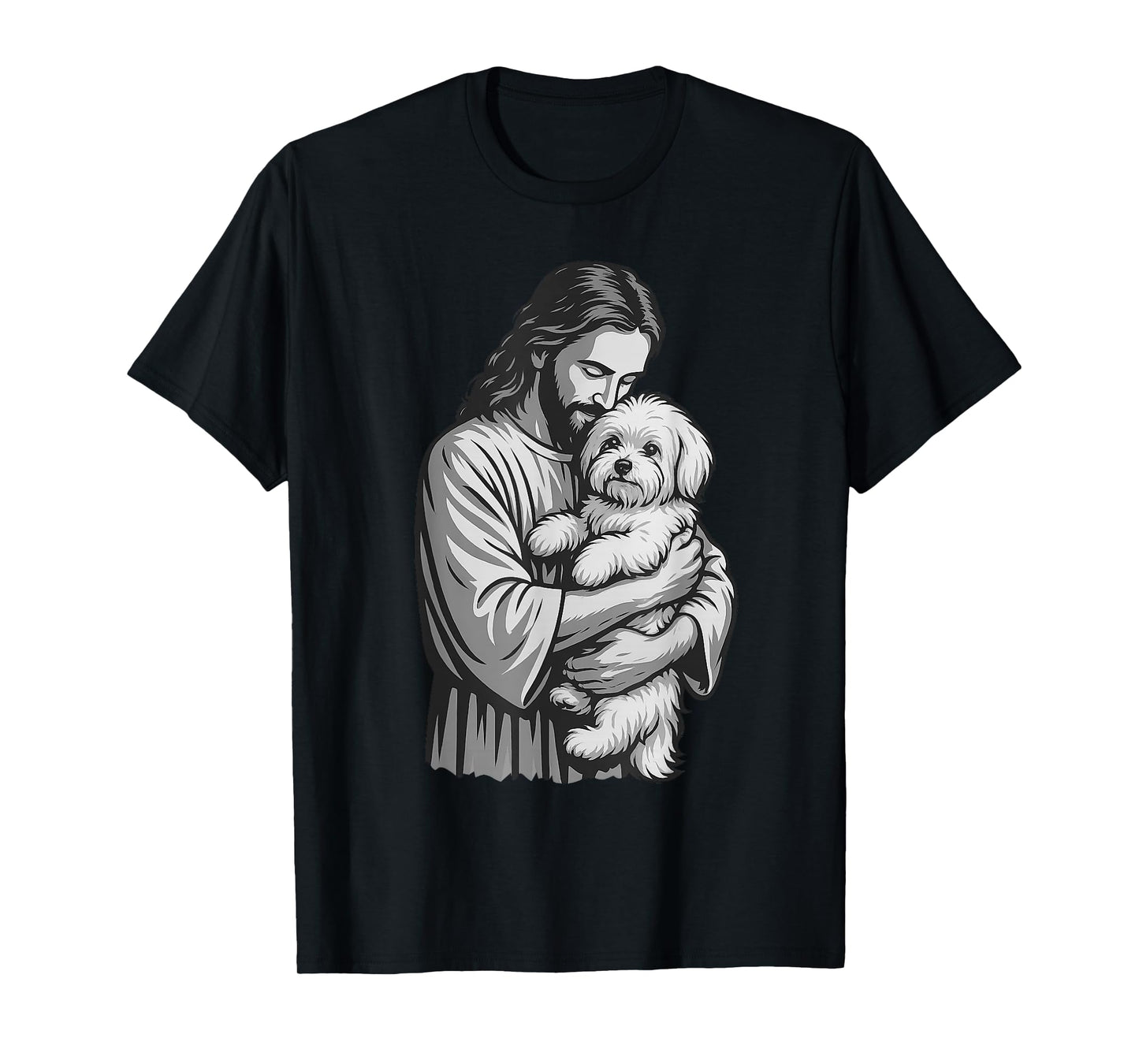 Maltese Dog And Jesus Christian Faith Dog Lover T-Shirt for Men Women Kids