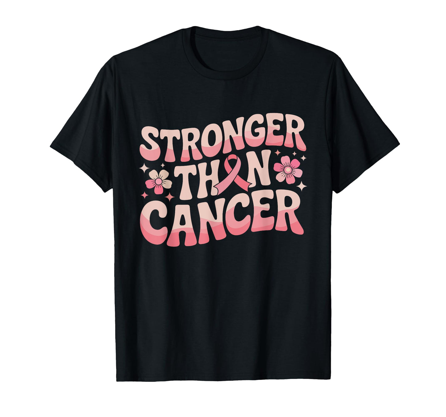 Stronger Than Cancer Pink Ribbon October Awareness Support T-Shirt