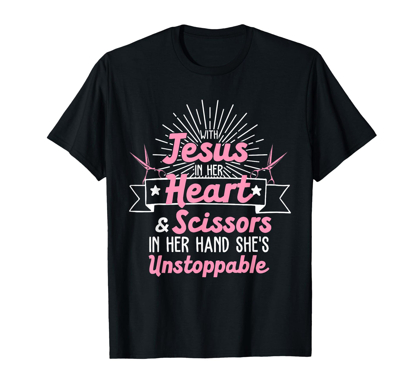 Best Hair Dresser Gift Idea Jesus Religious Quote Funny Hairdresser Designs Girls Women Christian Hairstylists T-Shirt, Black