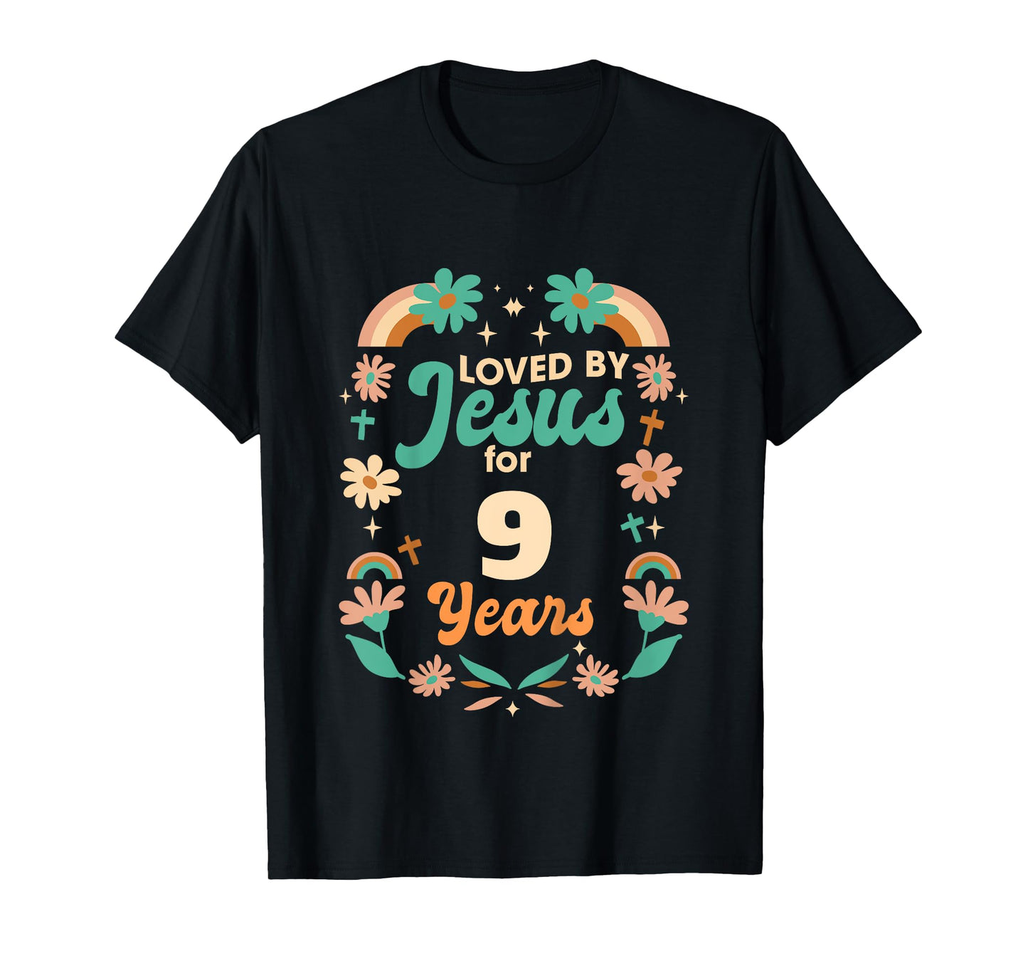 Loved By Jesus For 9 Years 9th Birthday Christian Theme T-Shirt