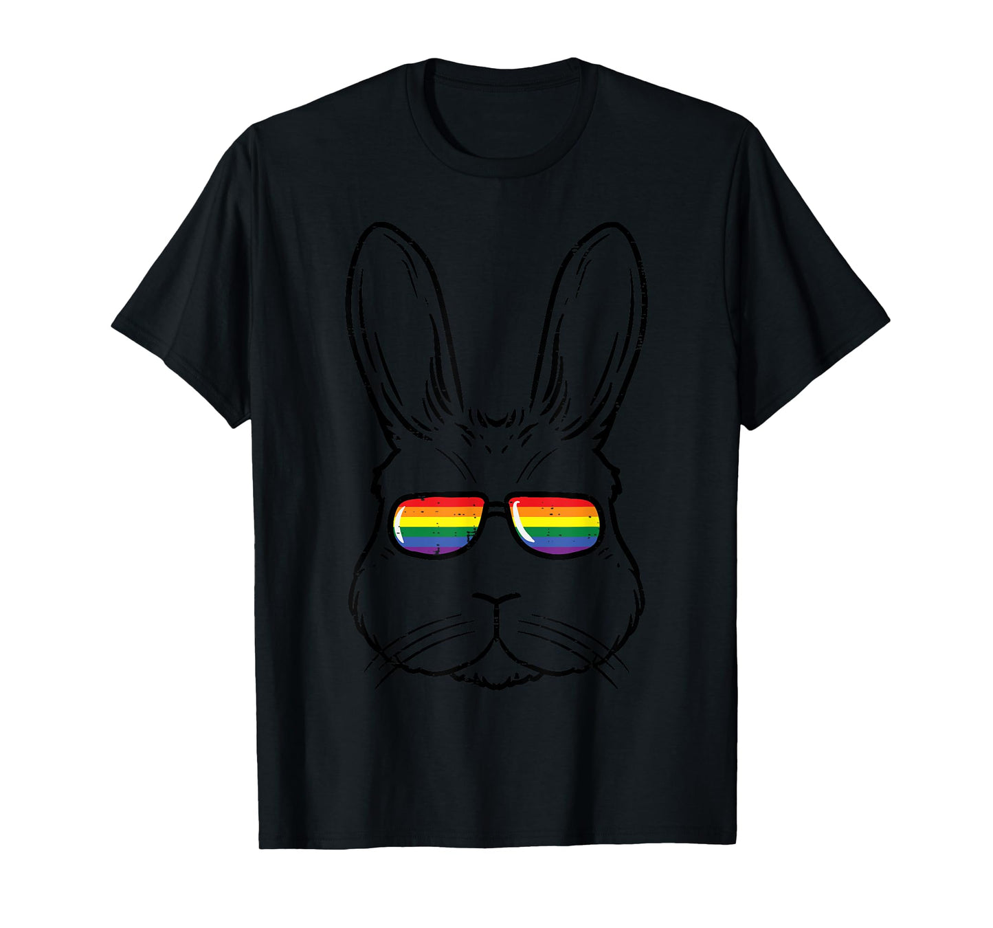 Easter Bunny With Glasses Rainbow Cool Gay Rabbit LGBTQ T-Shirt