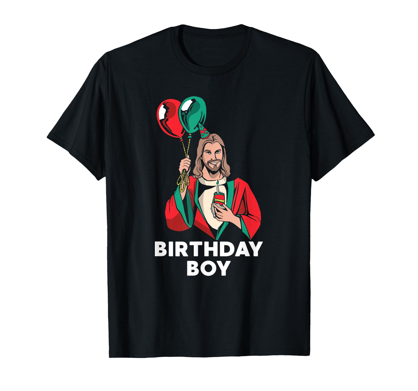 Birthday Boy Jesus Christ Santa Hat Christmas Christian T-Shirt