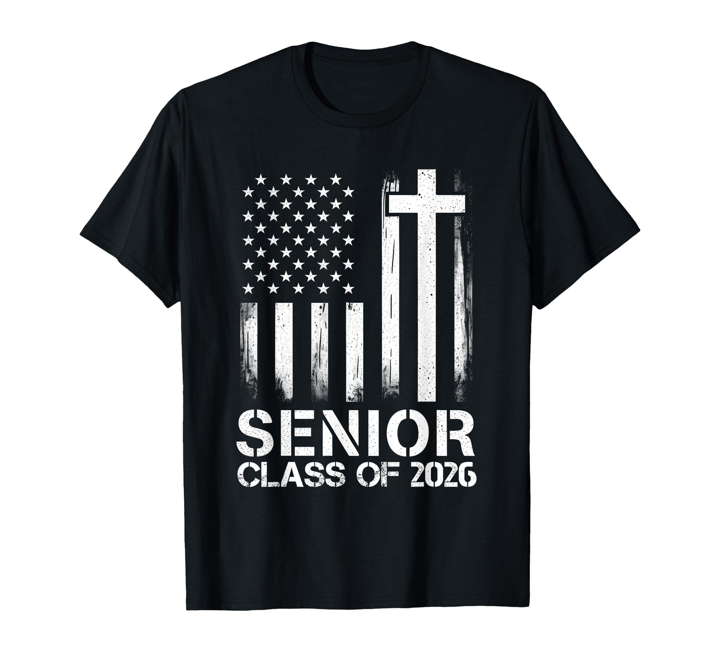 Senior 2026 USA Flag Cross Christian Class of 2026 Graduate T-Shirt
