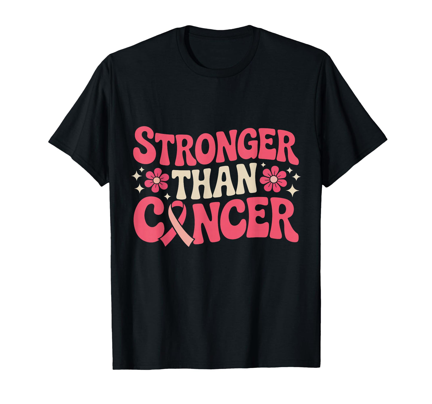 Stronger Than Cancer Pink Ribbon October Awareness Support T-Shirt