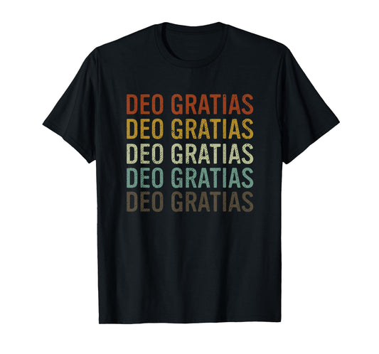 Deo Gratias Catholic Christian Men Women Retro T-Shirt