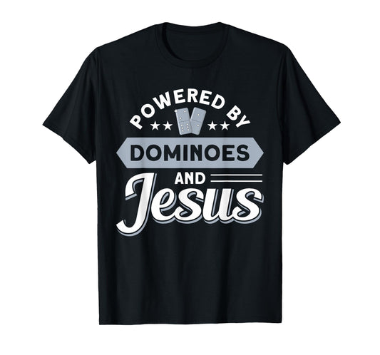 Gift Idea For Mexican Train & Play Domino Powered By Dominoes And Jesus Classic Dominoes T-Shirt