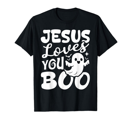 Jesus Loves You Boo Christian Halloween Ghost Funny T-Shirt