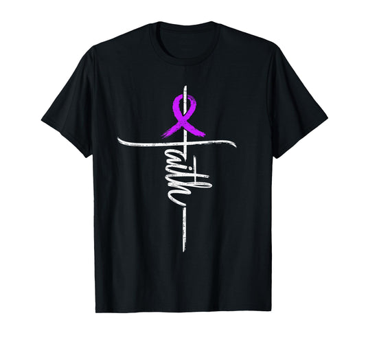 Faith Domestic Violence Awareness Christian Ribbon Purple T-Shirt