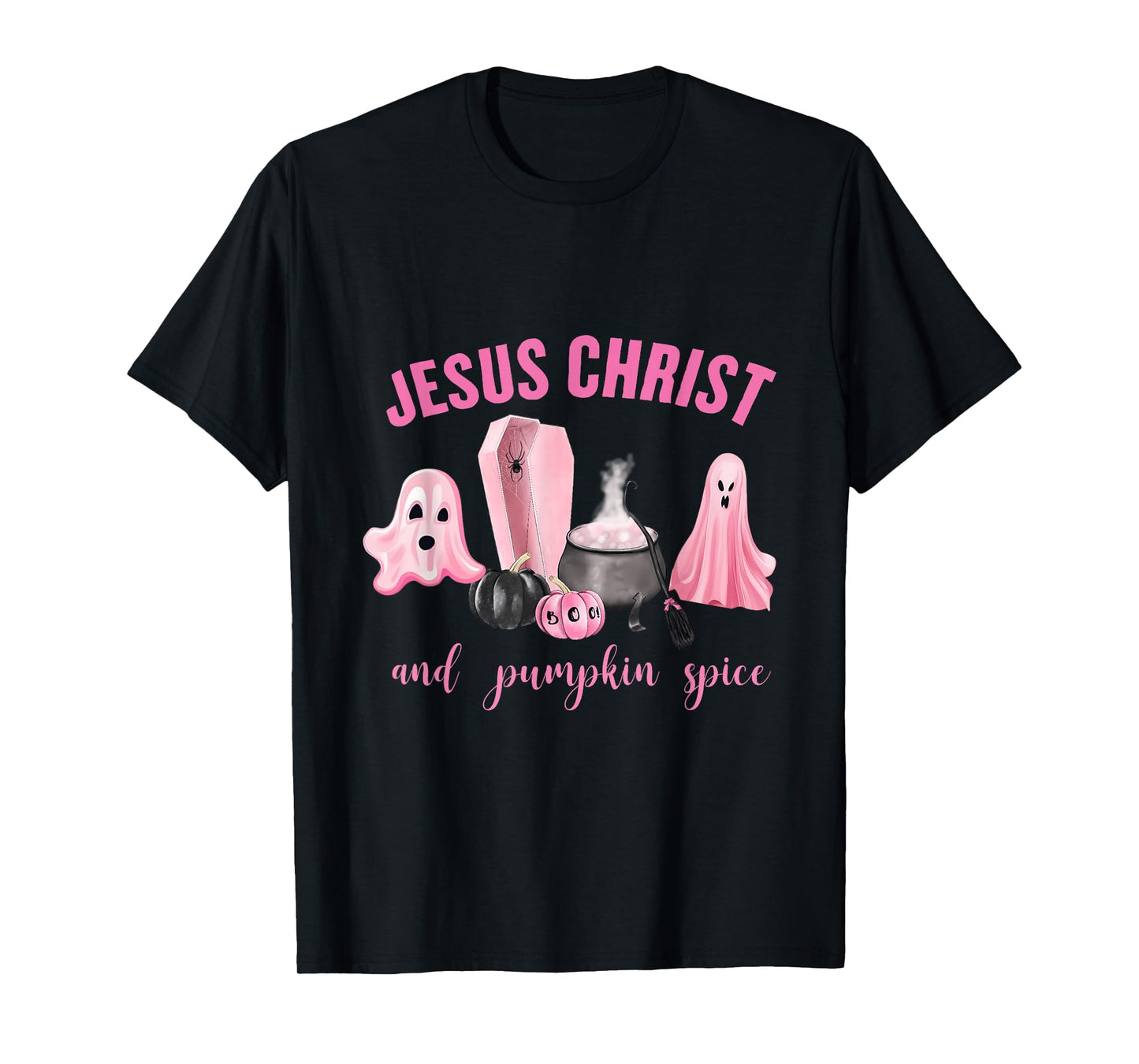 Jesus Christ & Pumpkin Spice Pink Fall Faith-Based Pumpkin T-Shirt