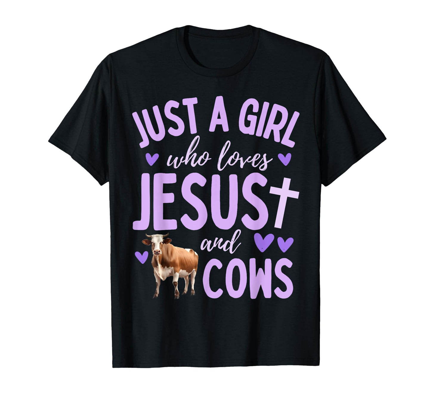 Just A Girl Who Loves Jesus and Cows Christian Cute T-Shirt