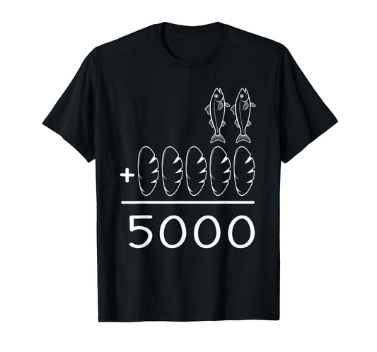 2 Fishes 5 Breads Jesus Feeds The 5000 Christian Bible Verse T-Shirt