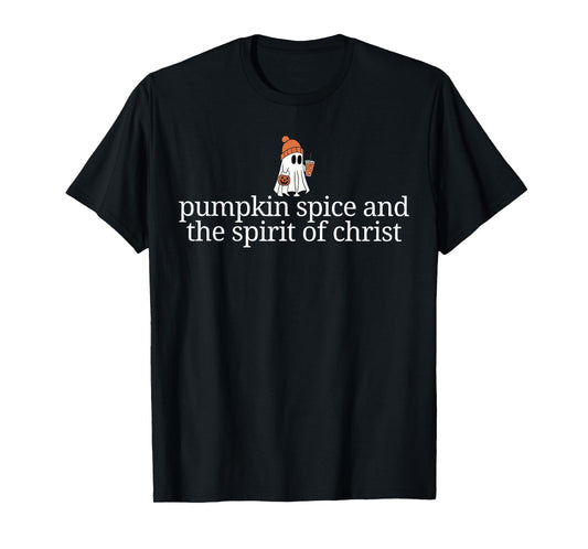 Cute Ghost Pumpkin Spice Coffee and The Spirit of Christ T-Shirt