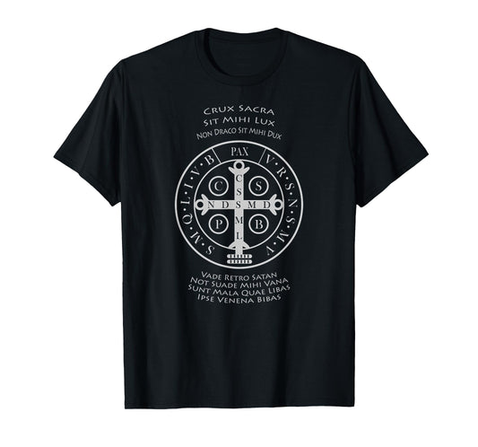 Saint Benedict Medal With Latin Prayer Religious Christian T-Shirt