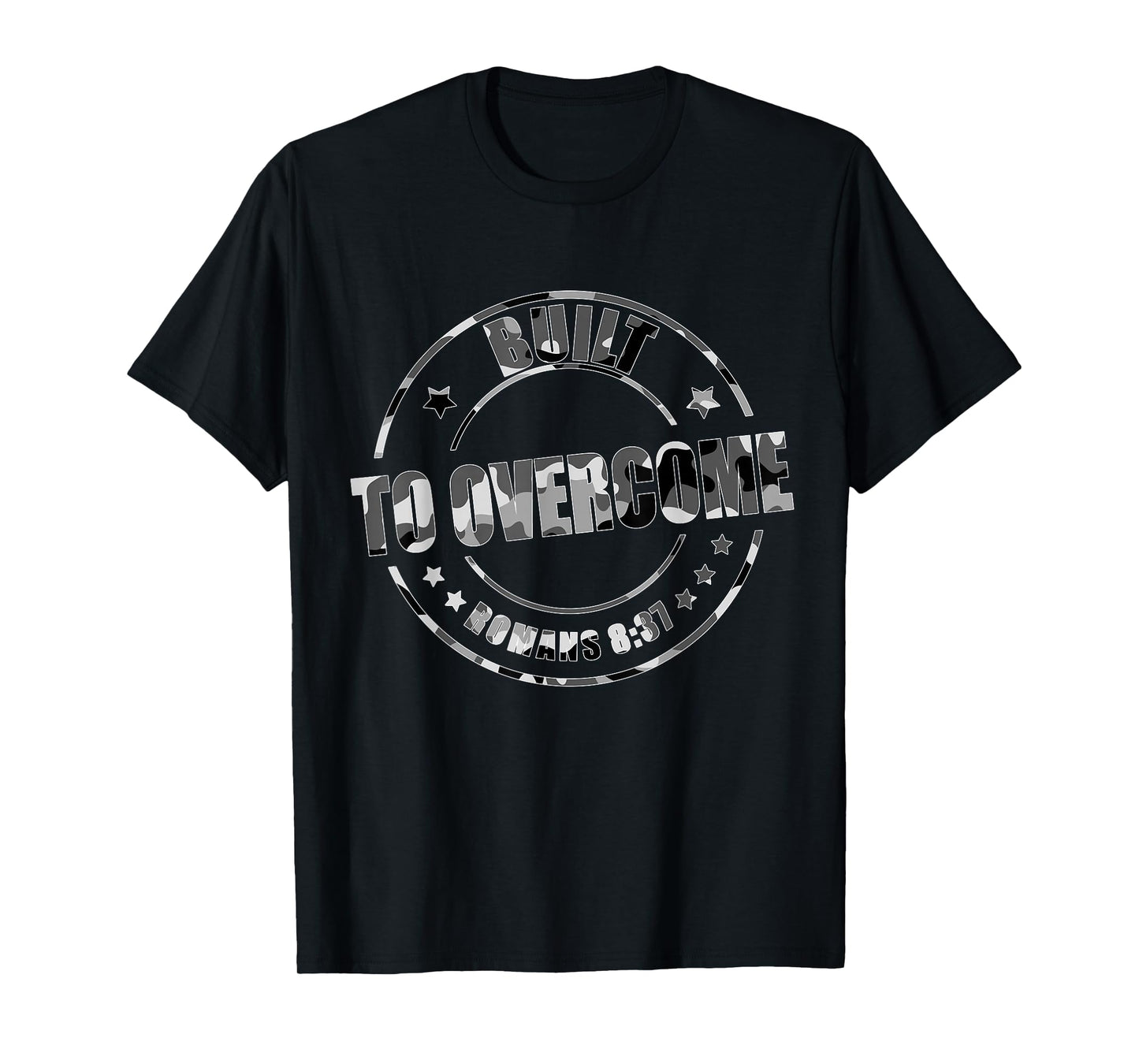 Built to Overcome Camo Gym Christian Faith Scripture Workout T-Shirt