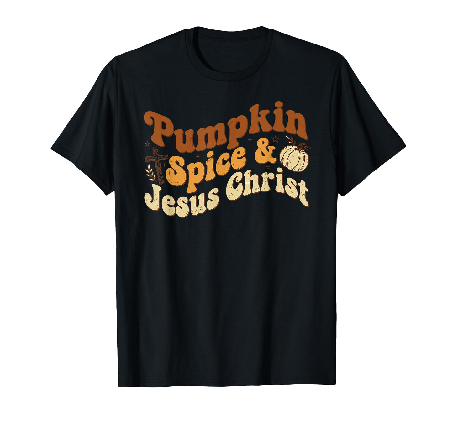 Pumpkin Spice and Jesus Christ Curved Rustic Autumn Faith T-Shirt