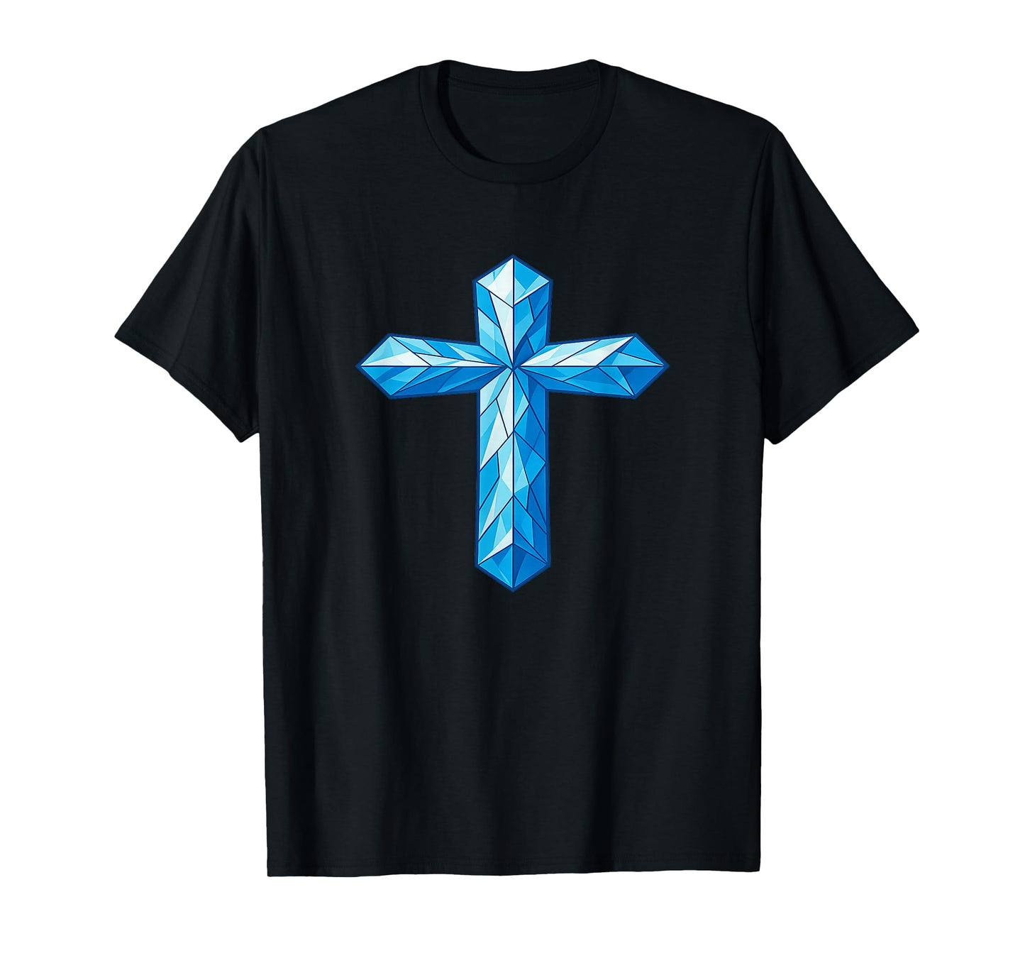 Blue Sacred Geometry Spiritual Cross Artwork T-Shirt