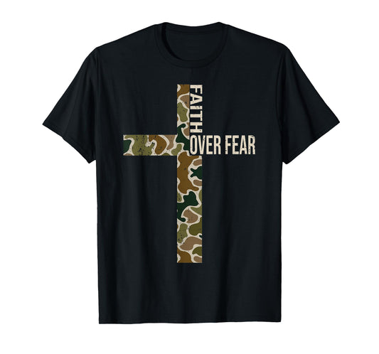 Jesus Faith Over Fear Christian Cross God Faith Bible Pray T-Shirt
